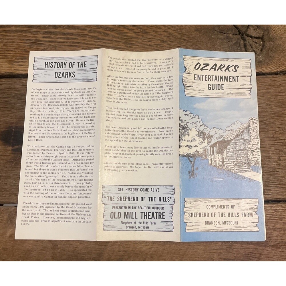Ozark Entertainment Guide 1970s Branson, MO Info Brochure - Shepard of the Hills - Picture 4 of 5